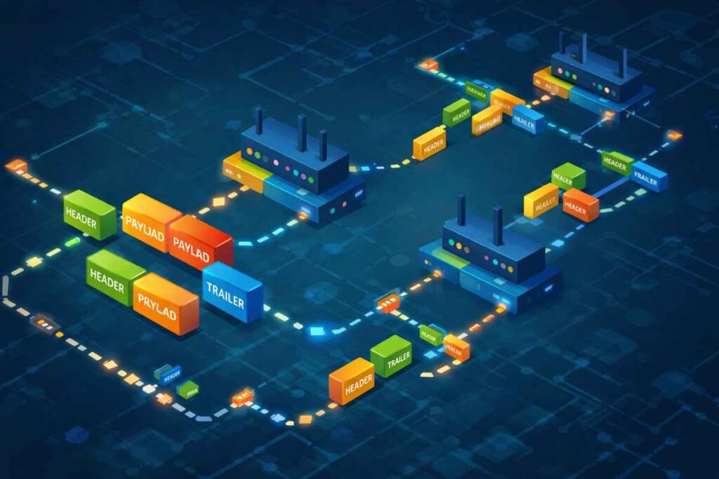 How internet data packets travel and reassemble during transmission